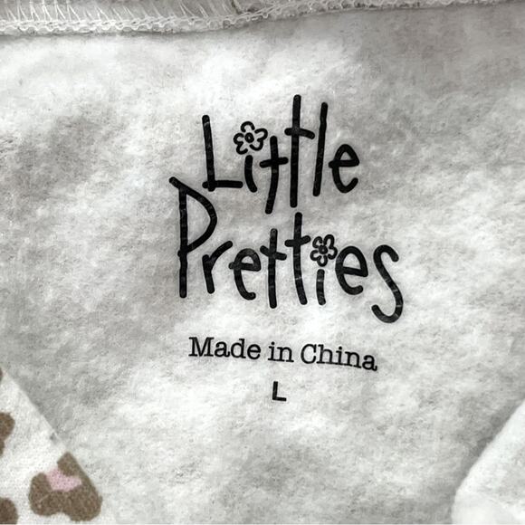 Little Pretties Pink Tan Animal Print Cat Kitty Glasses Graphic Hoodie - Large - Picture 7 of 10